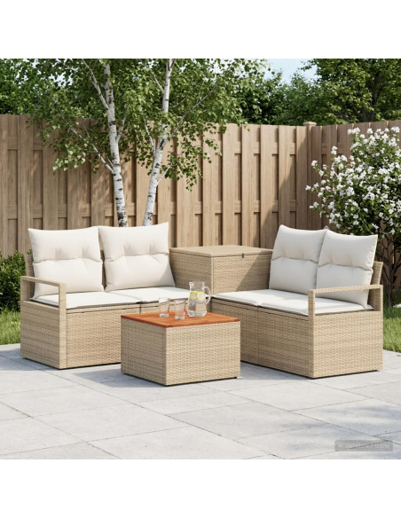 Set di divani 6 pz Beige e Bianco Crema