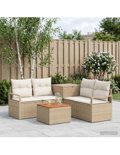 Set di divani 6 pz Beige e Bianco Crema