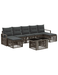 Set Divano da Giardino 8 pz Grigio e Grigio Scuro polyrattan 2