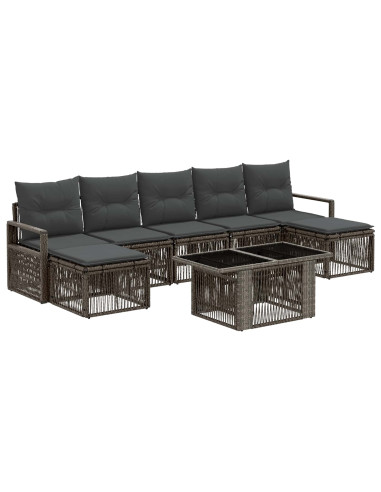 Set Divano da Giardino 8 pz Grigio e Grigio Scuro polyrattan