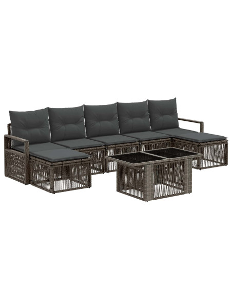 Set Divano da Giardino 8 pz Grigio e Grigio Scuro polyrattan