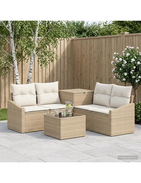 Set di divani 6 pz Beige e Bianco Crema