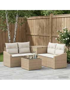 Set di divani 6 pz Beige e Bianco Crema