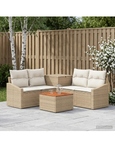 Set di divani 6 pz Beige e Bianco Crema