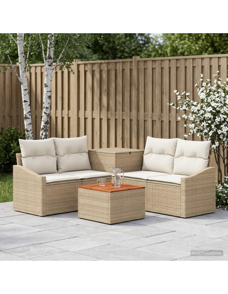 Set di divani 6 pz Beige e Bianco Crema