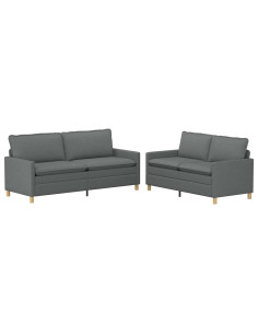 Set di divani 2 pz Grigio Scuro Tessuto 2