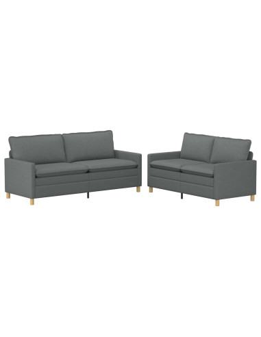 Set di divani 2 pz Grigio Scuro Tessuto