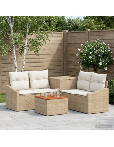 Set di divani 6 pz Beige e Bianco Crema