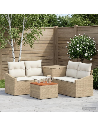 Set di divani 6 pz Beige e Bianco Crema