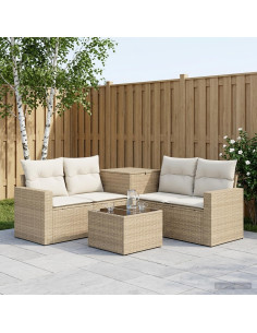 Set di divani 6 pz Beige e Bianco Crema