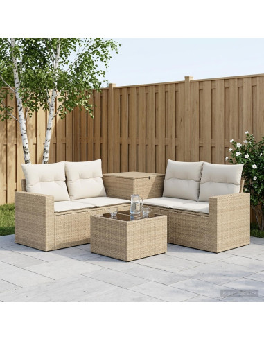 Set di divani 6 pz Beige e Bianco Crema