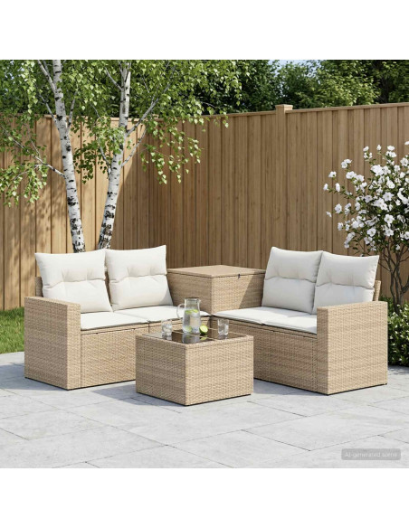 Set di divani 6 pz Beige e Bianco Crema