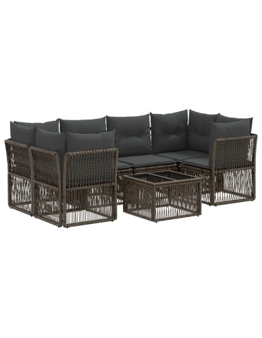 Set Divano da Giardino 7 pz Grigio polyrattan