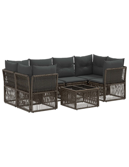 Set Divano da Giardino 7 pz Grigio polyrattan