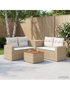 Set di divani 6 pz Beige e Bianco Crema