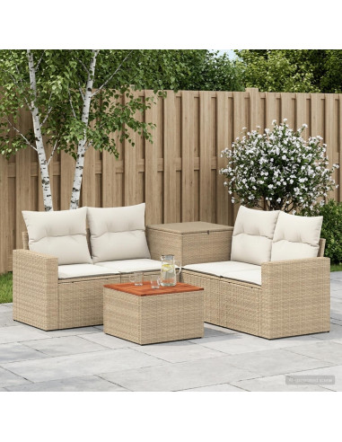 Set di divani 6 pz Beige e Bianco Crema