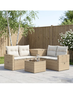 Set di divani 6 pz Beige e Bianco Crema