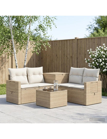 Set di divani 6 pz Beige e Bianco Crema