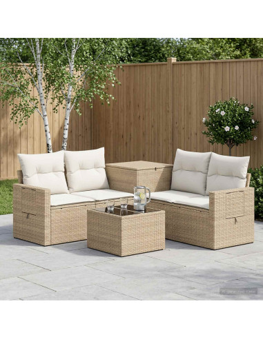 Set di divani 6 pz Beige e Bianco Crema
