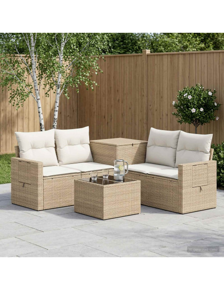 Set di divani 6 pz Beige e Bianco Crema