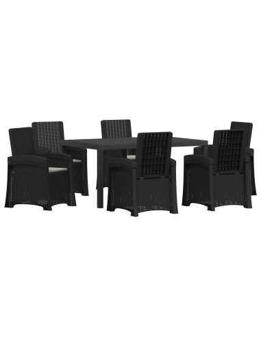 Set da Pranzo per Giardino 7 pz Antracite e Grigio chiaro PP