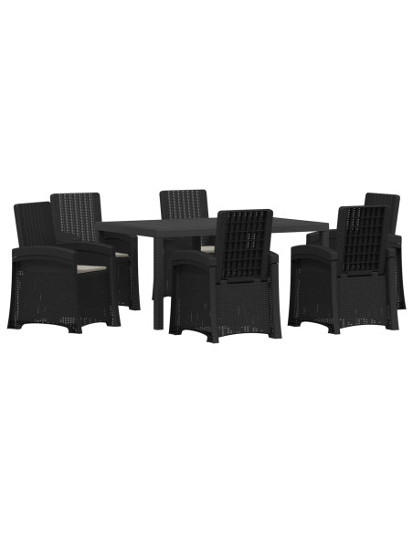 Set da Pranzo per Giardino 7 pz Antracite e Grigio chiaro PP