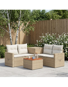 Set di divani 6 pz Beige e Bianco Crema