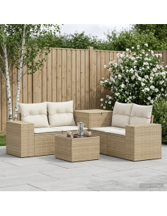 Set di divani 6 pz Beige e Bianco Crema
