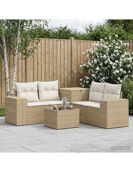 Set di divani 6 pz Beige e Bianco Crema