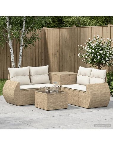 Set di divani 6 pz Beige e Bianco Crema