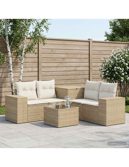 Set di divani 6 pz Beige e Bianco Crema