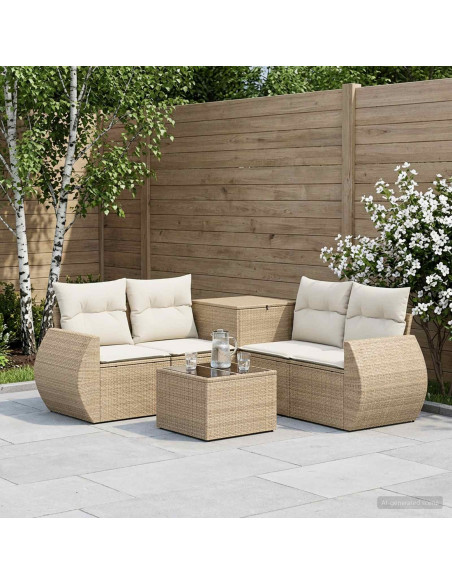 Set di divani 6 pz Beige e Bianco Crema