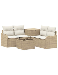 Set di divani 6 pz Beige e Bianco Crema 2