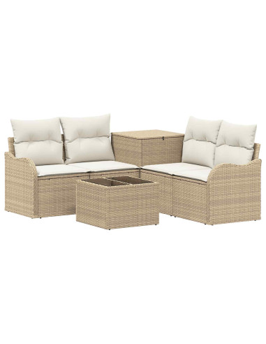 Set di divani 6 pz Beige e Bianco Crema