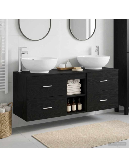 Set di mobili per il bagno 3 pz Nero 49,5 x 44,5 x 65 cm