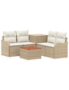 Set di divani 6 pz Beige e Bianco Crema 2