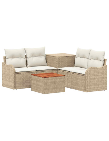 Set di divani 6 pz Beige e Bianco Crema