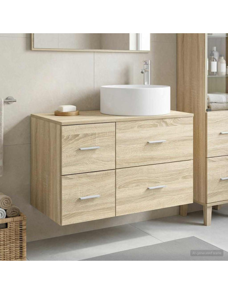 Set di mobili per il bagno 2 pz Rovere Sonoma