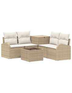 Set di divani 6 pz Beige e Bianco Crema 2