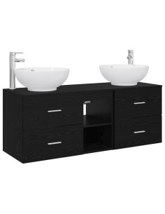 Set di mobili per il bagno 3 pz Nero 49,5 x 44,5 x 65 cm 2