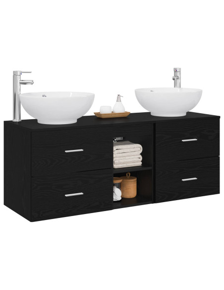 Set di mobili per il bagno 3 pz Nero 49,5 x 44,5 x 65 cm