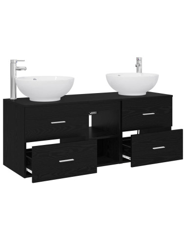 Set di mobili per il bagno 3 pz Nero 49,5 x 44,5 x 65 cm