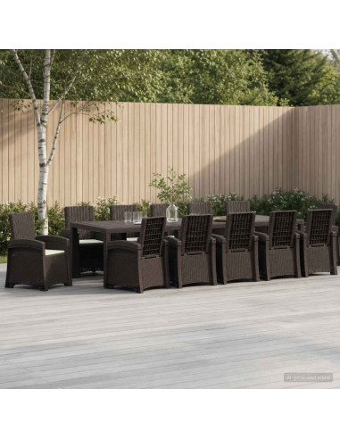 Set da Pranzo per Giardino 14 pz Marrone e Crema PP