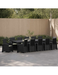 Set da Pranzo per Giardino 14 pz Antracite e Crema PP
