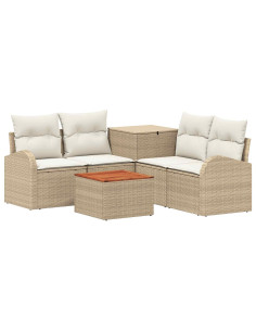 Set di divani 6 pz Beige e Bianco Crema 2
