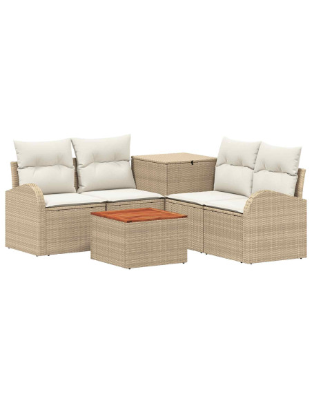 Set di divani 6 pz Beige e Bianco Crema