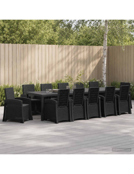 Set da Pranzo per Giardino 14 pz Antracite PP