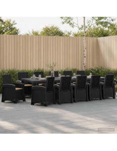 Set da Pranzo per Giardino 14 pz Antracite e Tortora PP