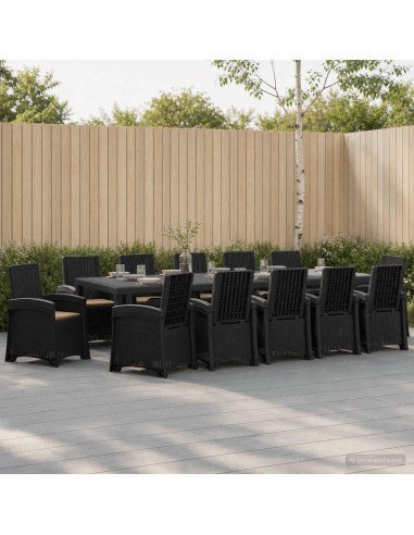 Set da Pranzo per Giardino 14 pz Antracite e Tortora PP