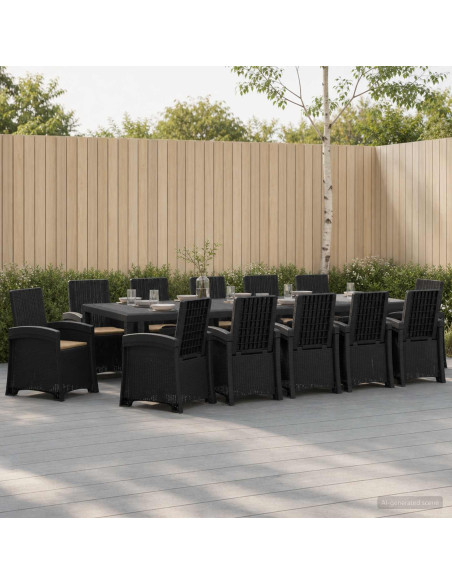 Set da Pranzo per Giardino 14 pz Antracite e Tortora PP